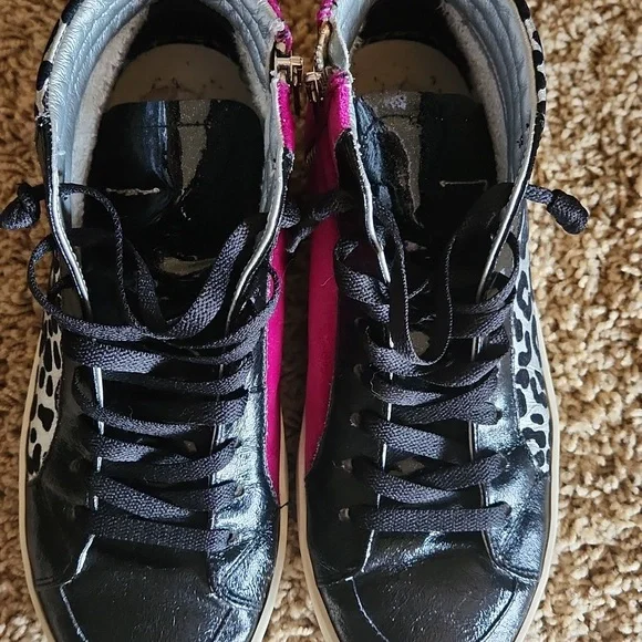 P448 Made In Italy Stylish Women's Leopard Print High-Top Sneakers With Zippers - Picture 7 of 16